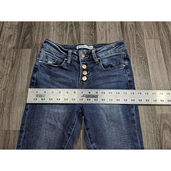 (3/$35) Altar'd State Jeans Womens 24 Blue High Rise Button Fly Distressed - Picture 10 of 13
